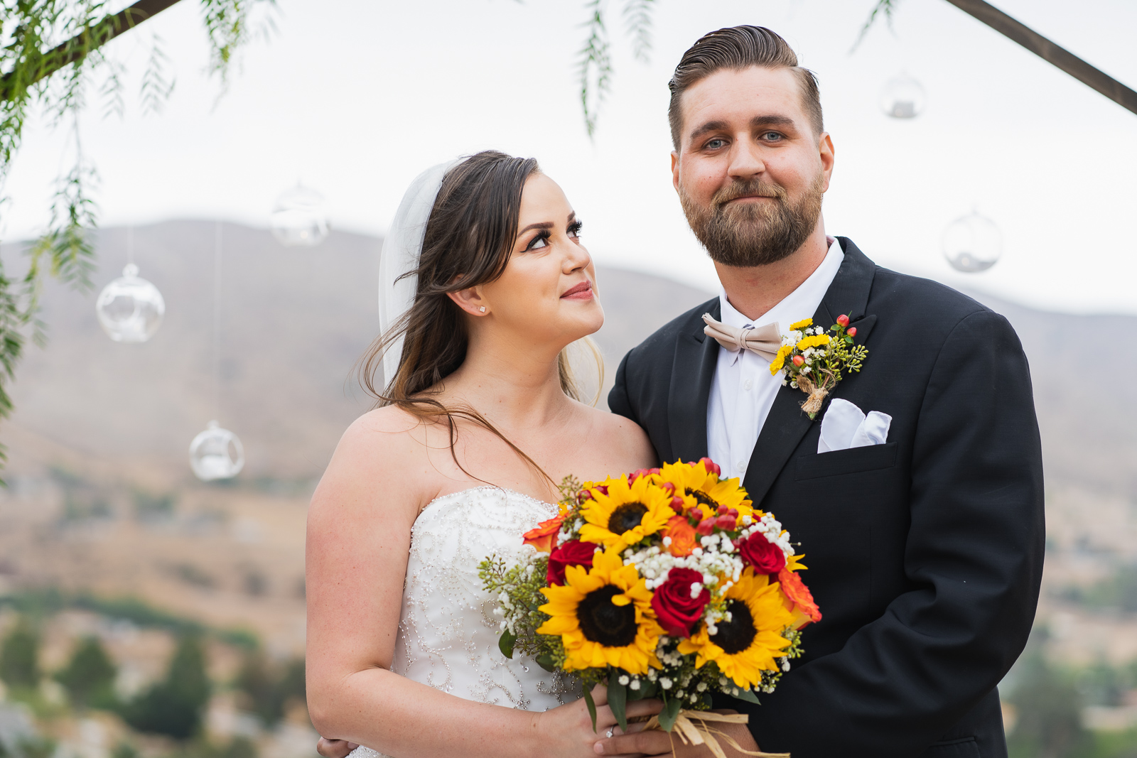 bride looking at groom lovingly